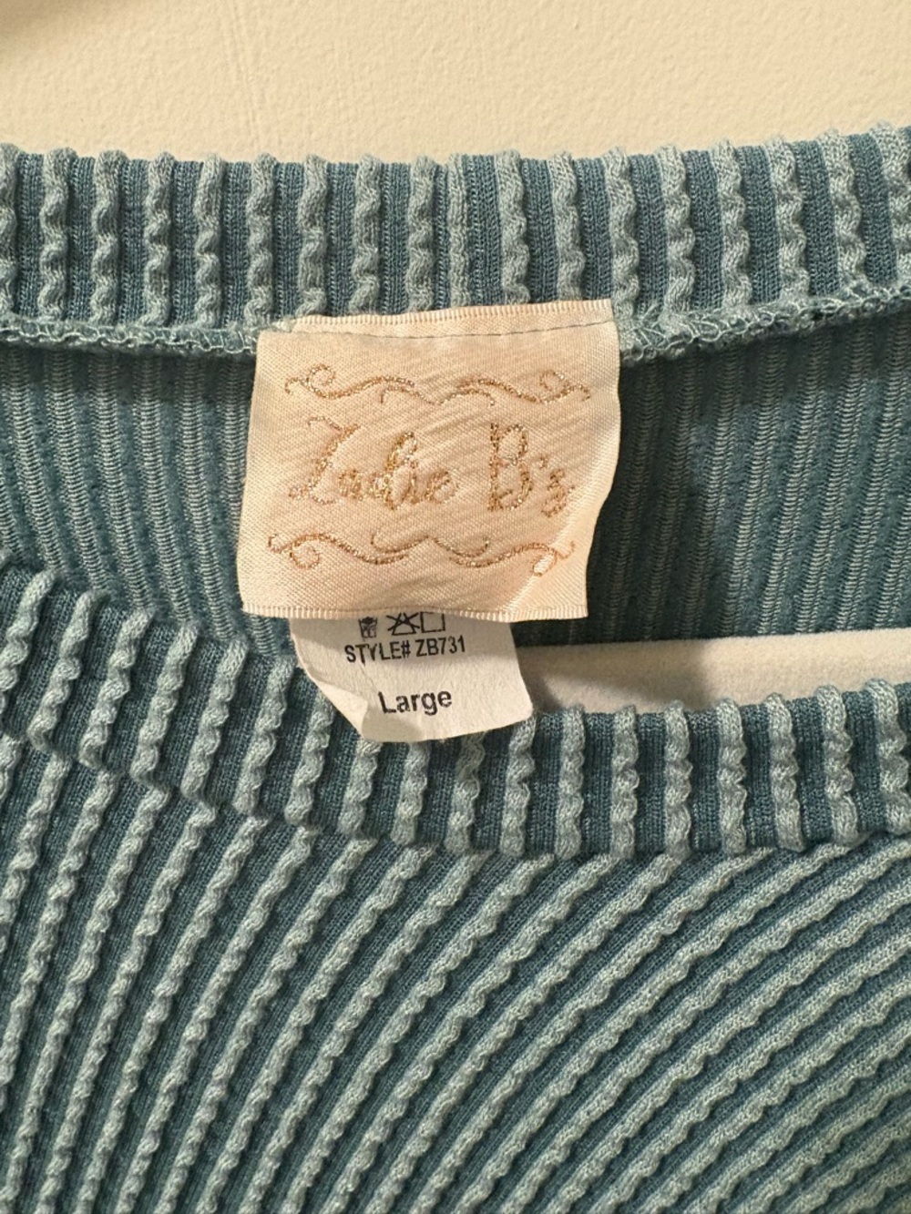 Zadie B's Women’s Light Teal Ribbed Knit Bubble Dress - Picture 2 of 2